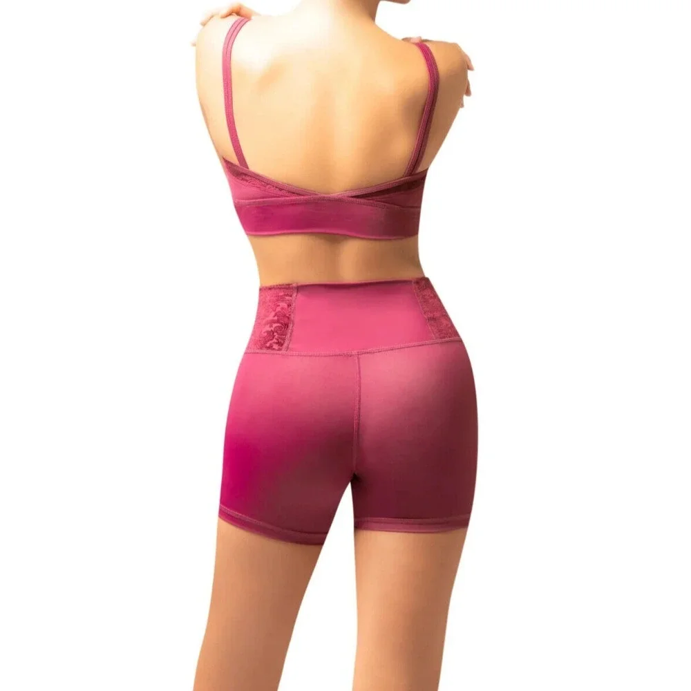 Dance De Paris 2 Pc Valentina Shorts & Crop Top Claret Girl 12 NWT Stretch Nylon